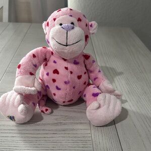 Cute Pink Plush Monkey with Hearts